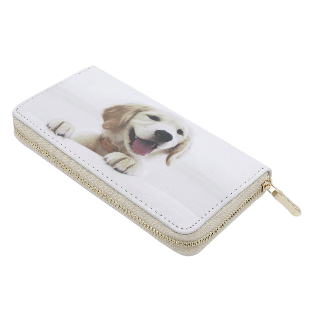 Premium Labrador Retriever Puppy Dog Animal Print PU Leather Zip Around