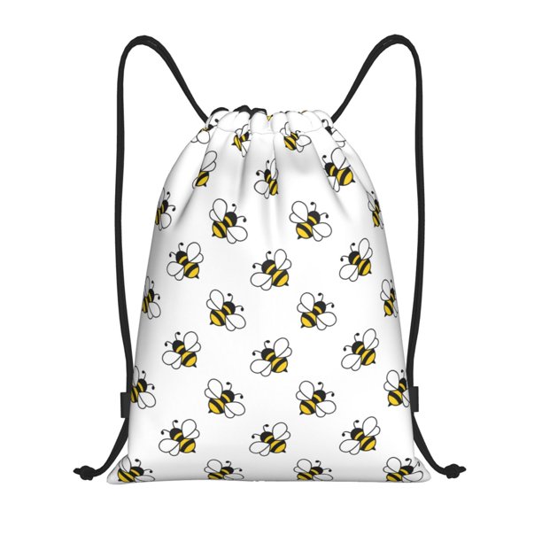 Fotbe Bee Bolsa Mochila con Cordón Estampada, Bolsa de Gimnasio Deportiva, Bolsa Cinch, Bolsa con Cordón para Hombres y Mujeres-Small