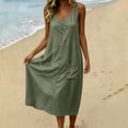 thumbnail image 6 of Tqcoqu Midi Dresses for Women,Sleeveless Crewneck Front Button down Summer Dress with Pockets,Casual Beach Vacation Sundresses 2026,Army Green Women's S-XXL, 6 of 9