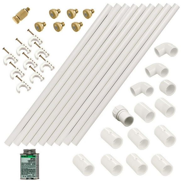 Orbit 12 ft. Outdoor PVC Mist Cooling System with 6 Mist Nozzles for Ultimate Cooling, Stage 1