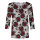 thumbnail image 4 of ICHUANYI Liquidación Camiseta holgada estampada a la moda para mujer Blusa con mangas 3/4 Cuello redondo Tops casuales ICHUANYI WER202308256395, 4 of 5