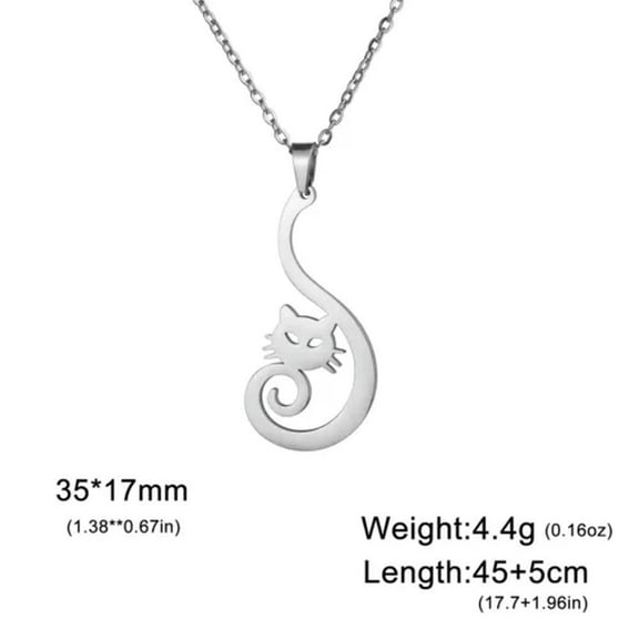 Elegant Cat Stainless Steel Necklaces kitten Pendant Necklace Animal Jewelry