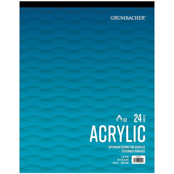 Grumbacher Acrylic Pad 11" x 14" 140lb./300GSM 24 Sheet Tape Bound