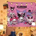 thumbnail image 3 of Tapiz de Hello Kitty de Sanrio para decoración de pared, tela colgante con melodía bonita, 30 + estilos, Kuromi, dormitorio de niñas, 3 of 4