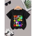 thumbnail image 1 of Boys' Cool Alien Cartoon Print Short Sleeve T-Shirt - Black Crew Neck, Soft Polyester Blend, Casual Summer Tee with "SPRUNK" Design, Casual Wear | Fun Graphic Shirt | Comfortable Fit Shirt, Boy Tshir, 1 of 5