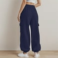 thumbnail image 4 of Summer Pants for Women Daily Home Outdoor Elastic Waist Side Pockets Trousers Casual Workout Trousers Sweatshirt Cargo Pants And Young Work Outfits Dressy Jumpsuits for Women Petite Navy XL, 4 of 4