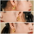 thumbnail image 4 of JeenMata Juego de 3 Pares de Pendientes de Moda para Mujer en Baño de Oro Amarillo, Pendientes de Aro, Pendientes Hipoalergénicos Colgantes Gruesos y Livianos, Regalo de Joyería para Mujer, 4 of 5