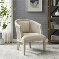 thumbnail image 2 of Linon Sandry Wood Barrel Chair Padded Back & Seat Woven Cane Sides in White, 2 of 15