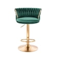 thumbnail image 2 of Banco para barra, en terciopelo diseño trensado, altura ajustable, giratorio, acolchonado, estructura cromo dorado, vanguardista, posapié SKU EL19172 GD VERDE TERCIOPELO, 2 of 4