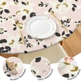 thumbnail image 4 of Round Tablecloth with Elastic Hem and Subtle Floral Motif, Water-Resistant Polyester Fabric Fits 44-52 Inch Round Tables for Outdoor Use, 4 of 7