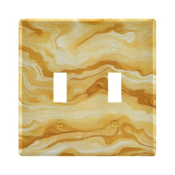 2 Gang Light Switch Cover Plate Yellow Orange Marble Wall Plate Decorate Electrical Outlet Cover Plates 4.56”x4.48”