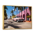 thumbnail image 2 of Designart "Pink Cadillac in Miami V" Transportation Floater Framed Wall Art Living Room, 2 of 7