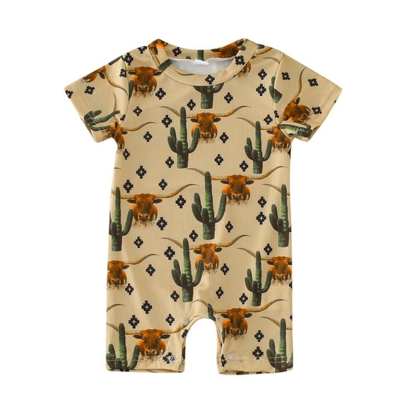 Akiihool Baby Boy Romper Bodysuit Boys Jumpsuit Pants Clothes (Khaki,6-9 Months)