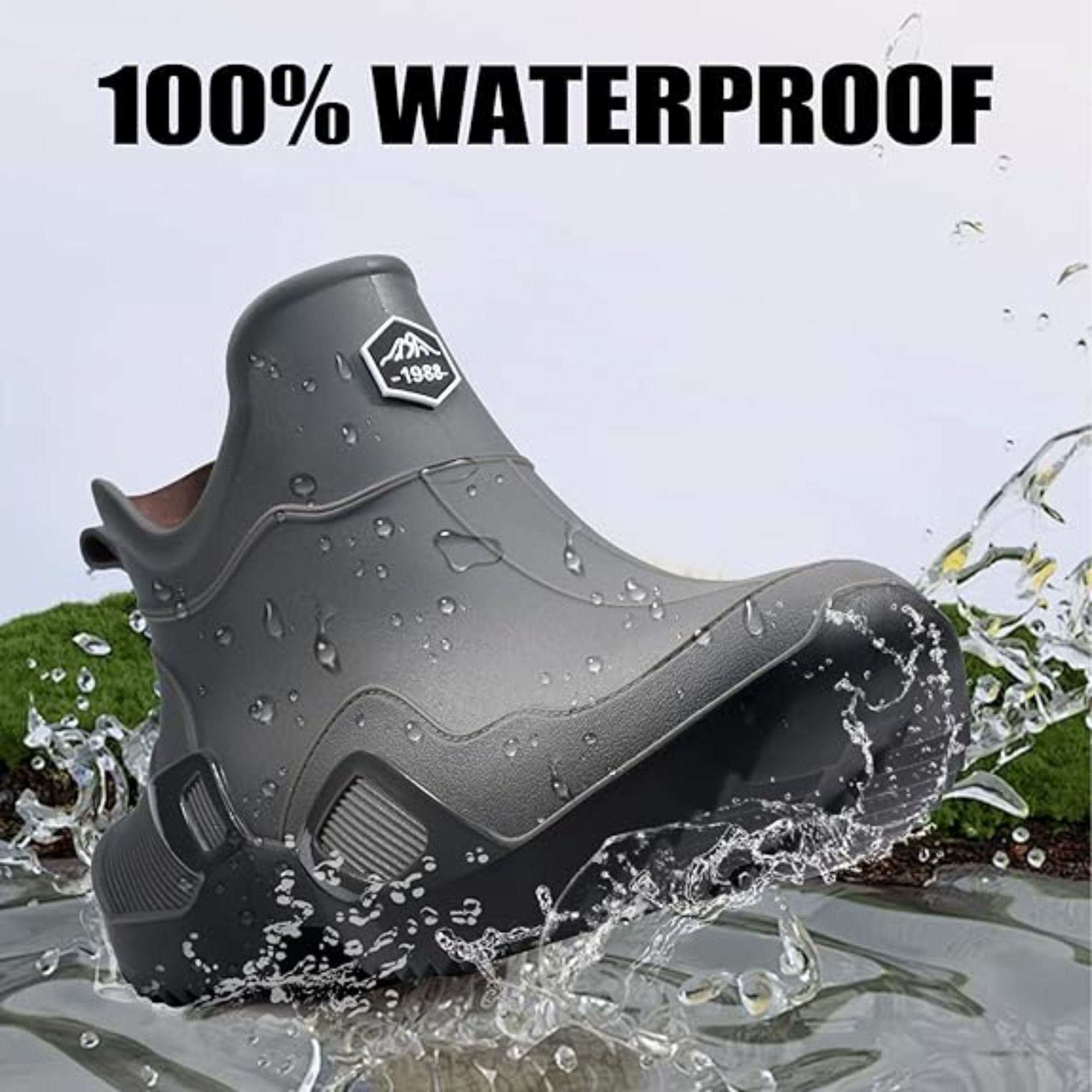 CHICVOMEY Women's Waterproof Rain Boots Anti-Slip Ankle Boots for Gardening Fishing Farming Boating Outdoor Work Traction Sole Short Rain Boots for Women & Men