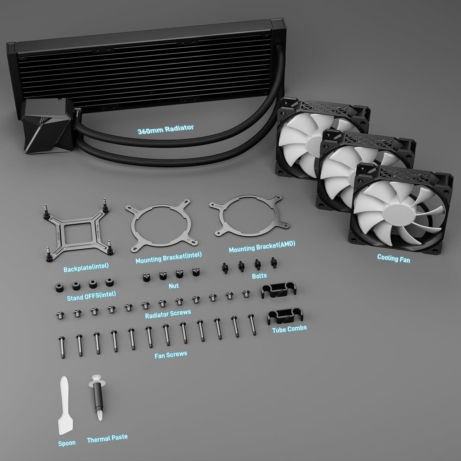 DARKROCK D360 CPU Liquid Cooler with 360mm Radiator, Addressable RGB Lights, Pure Copper Pump, and AMD, AM5/ AM4, Intel LGA 1700/1200 Brackets Ready - Black