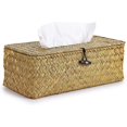 thumbnail image 1 of Caja de pañuelos rectangular, dispensador de caja tejida de caña para tableta de escritorio familiar Rojo Verde Cocina, Decoración y Otros, 1 of 5