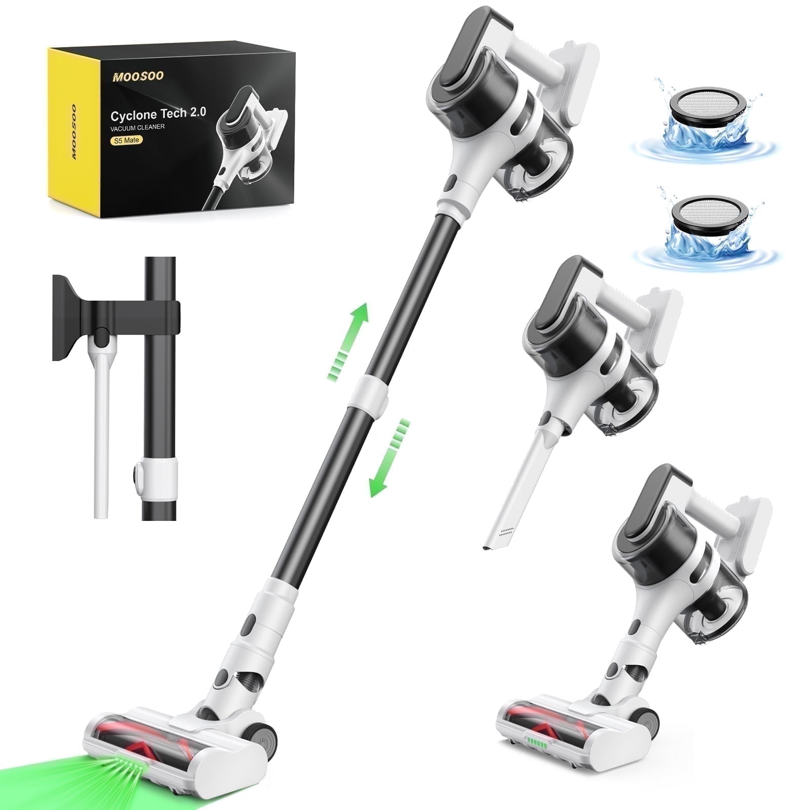 MOOSOO Lightweight Vacuum Cleaner, 6-in-1 Cordless Stick Vacuum Cleaner,Ideal for Hardfloors