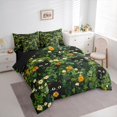 thumbnail image 3 of Feelyou Kawaii Black Cat Bedding Comforter Set 7pcs for Teens, Green Garden Plant Queen Bedding Sets, Cartoon Animal Reversible Queen Sheet Sets, Super Cozy Room Decor, 3 of 8