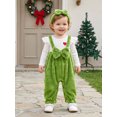 thumbnail image 4 of Cjfdfy Newborn Girl Christmas Fall Outfit Christmas Bow Plush Patchwork Jumpsuit Long Sleeve Ribbed Romper With Bow Headband Cute My First Christmas Fall Winter Outfit, 4 of 9