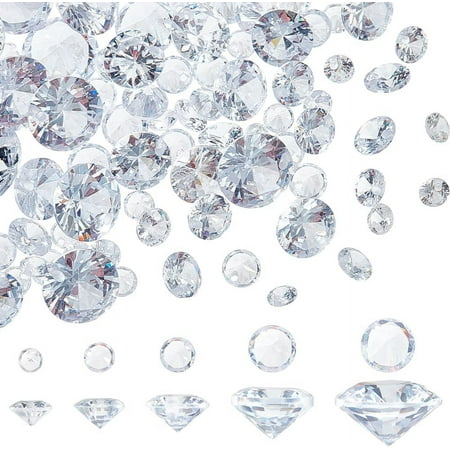 150pcs Cubic Zirconia Stone Beads 5 Sizes Clear Diamond CZ Stone Pendants Small Faceted Rhinestone Stones with 1mm Hole for Necklace Earring Bracelet Jewelry Making 4~10mm/0.16~0.4 Inch