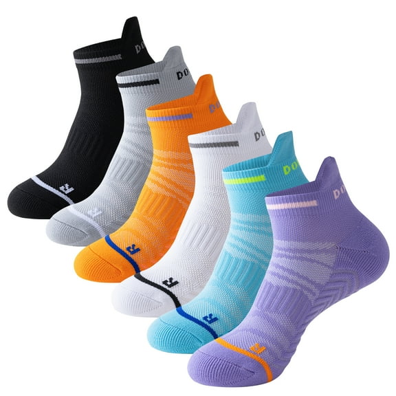 6 Pairs Mens Ankle Running Socks Performance Athletic Cushioned Breathable Low Cut Marathon Tab Sports Socks