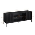 thumbnail image 2 of Medio siglo moderno negro TV soporte para 55/60/65 pulgadas TV, muebles de medios, con almacenamiento y puertas deslizantes para la sala de estar, negro, 2 of 7