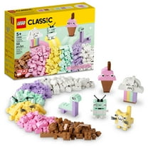 LEGO Classic Creative Pastel Fun Bricks Box 11028, Building Toys for Kids, Girls, Boys ages 5 Plus with Models; Ice Cream, Dinosaur, Cat & More, Creative Learning Gift