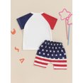 thumbnail image 6 of Aojekbee Baby Patriotic Outfits Sunglasses Star Stripe Print Short Sleeve T-Shirt and Elastic Shorts Set for Toddler, 6 of 10