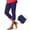 Navy plus size capri leggings with pockets a1, variant on Cagogo Women Plus Size Capri Pants Elastic Waist Zipper Casual Sport Fit Ankle Pants Leggings Summer Lounge Yoga Trousers Beach Travel Workout Clothes, Black M