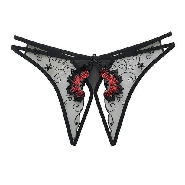 Women's Erotic Open Crotch Lingerie Embroidered Panties Perspective Mesh  Sex Underwear for Sex Cosplay New 