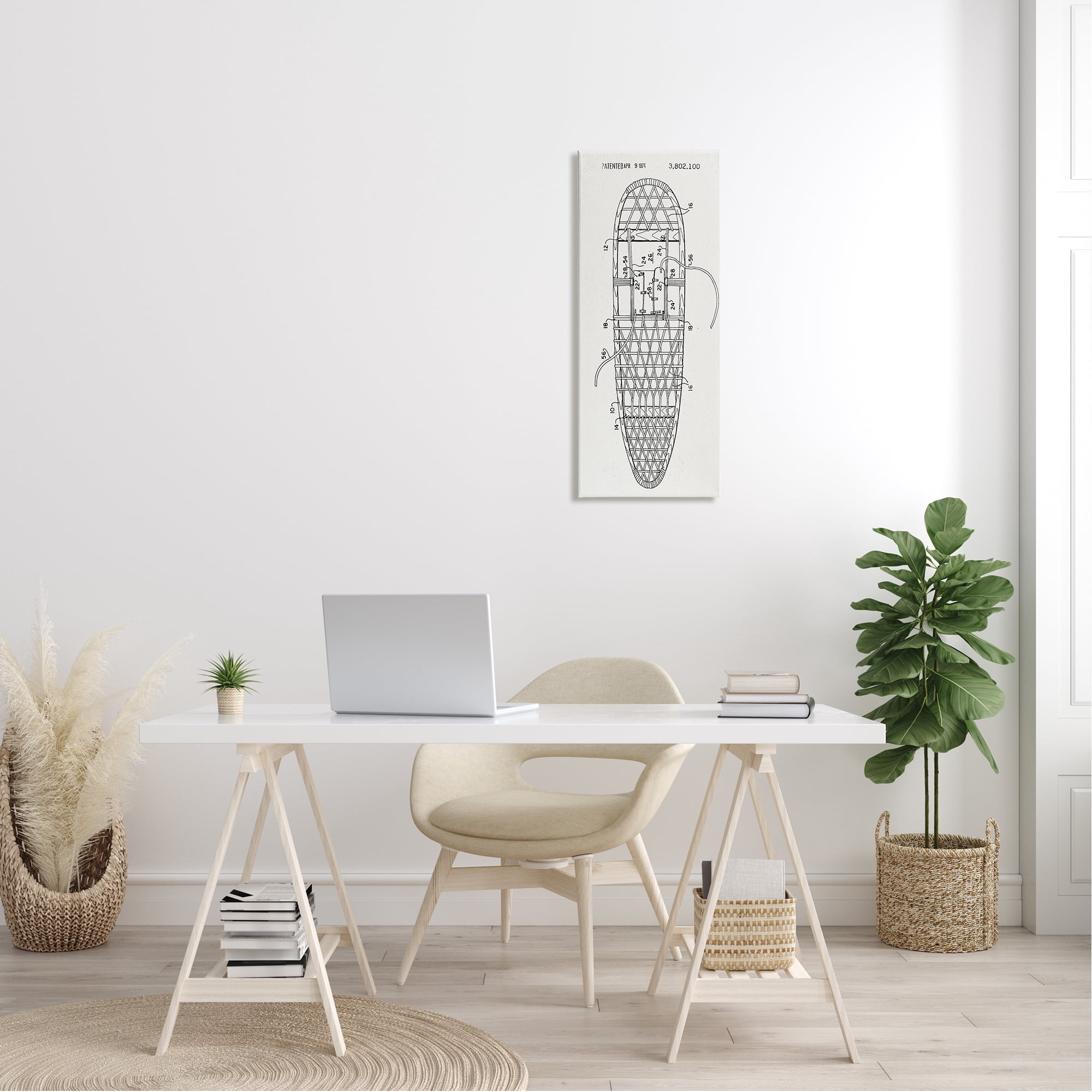 Stupell Industries Snowshoe Winter Patent Blueprint Sports Painting Gallery Wrapped Canvas Print Wall Art