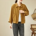 thumbnail image 6 of Women's Casual Solid Color Jacket Workwear Loose Fit Top Outerwear Lightweight Breathable Professional Office Attire | CSEONE,Yellow XL, 6 of 9