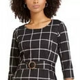 thumbnail image 2 of NY Collection Petite Plaid Belted Shift Dress Jet Stipplaid PS, 2 of 3