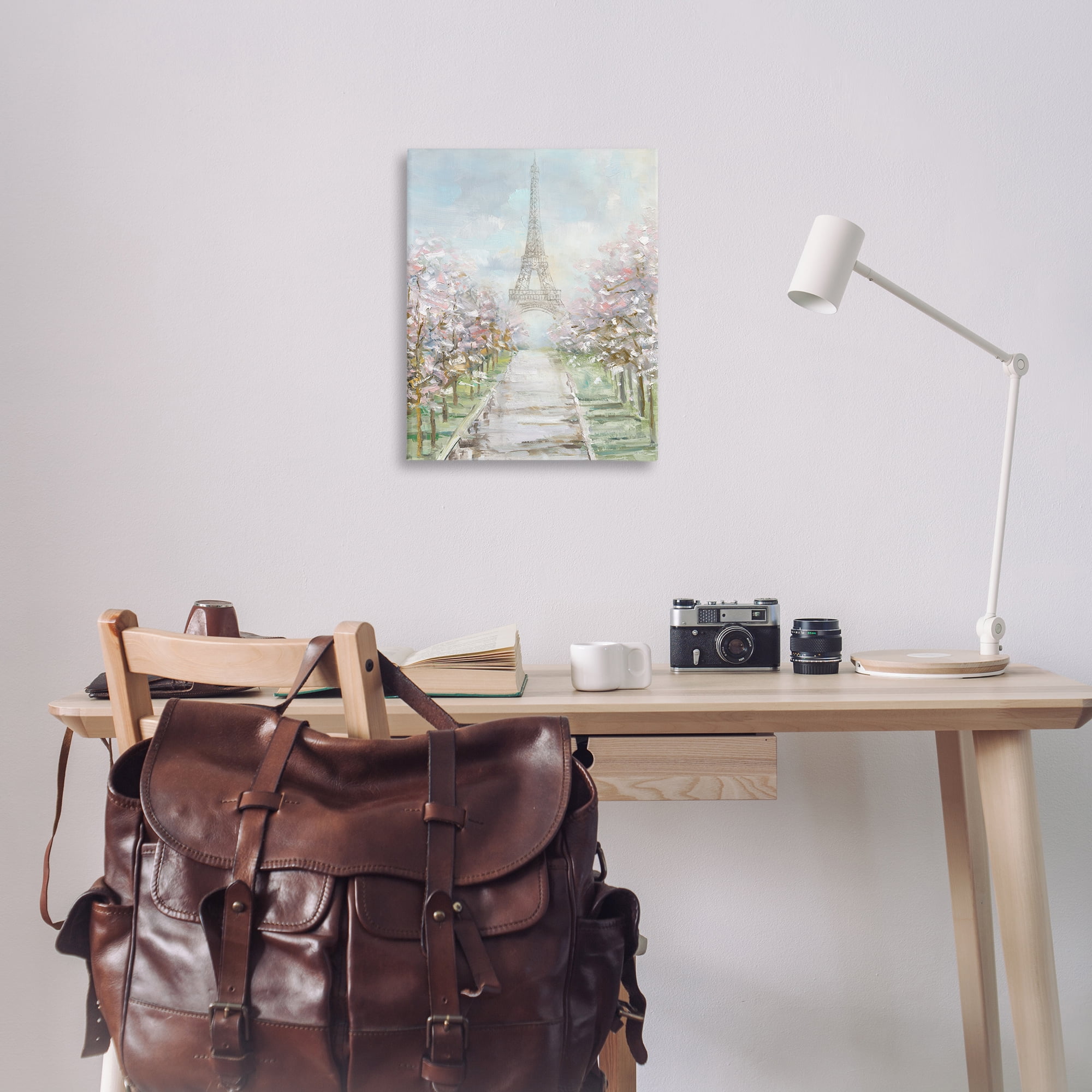 Stupell Industries Eiffel Tower & Tree Grove Scenic & Cityscapes Painting Wrapped Canvas Art Print Wall Art, 24 x 30