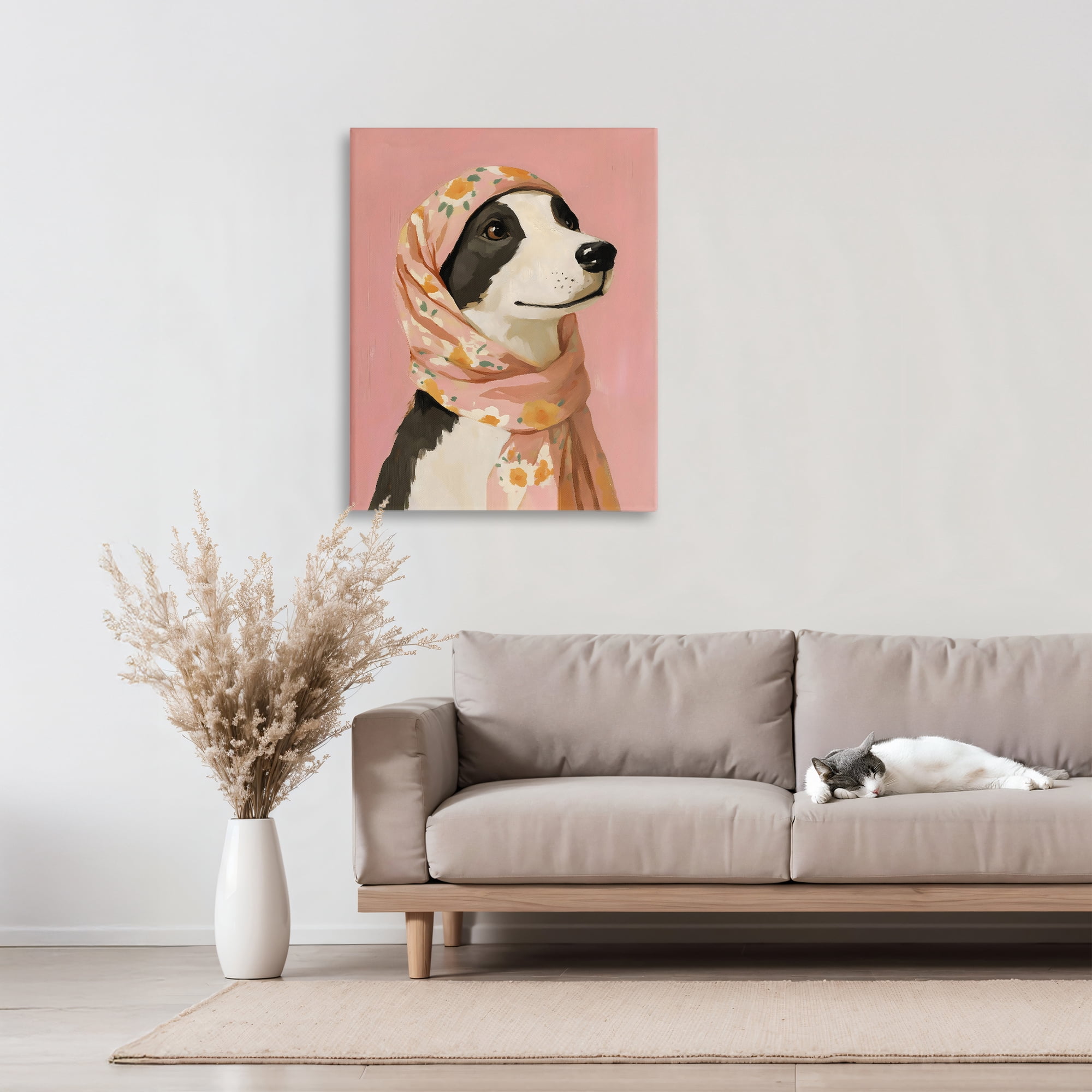 Stupell Industries Dog Babushka in Floral Scarf Canvas Wall Art, design by The Prints Vibe