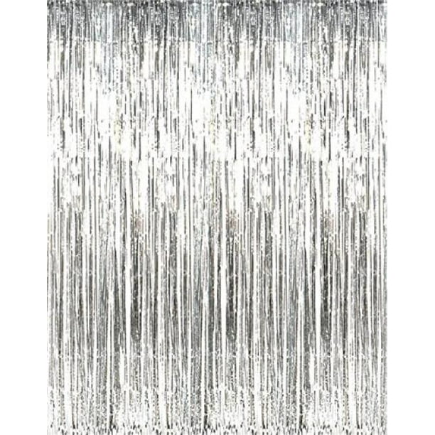 Rhode Island Novelty Metallic Silver Foil Fringe Curtains (1 Piece)