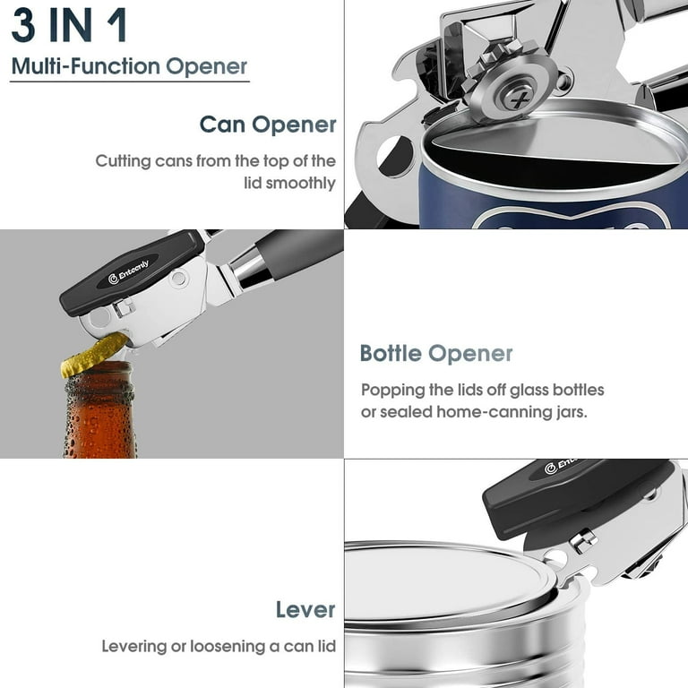  Can Opener, 3-in-1 Multifunctional Tin & Can Opener, Manual  Kitchen Tool, Professional Ergonomic Heavy Duty Safety Manual Can Opener  for Seniors With Arthritis At Hand : Home & Kitchen