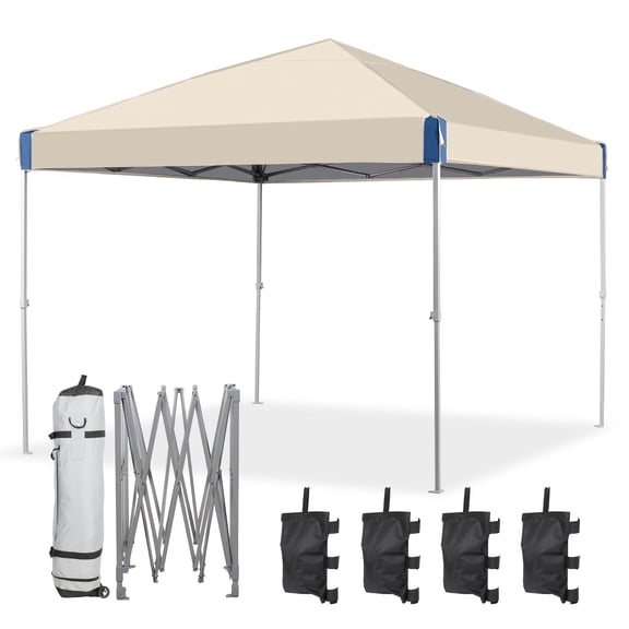 Aoodor 10' x 10' Pop-Up Canopy Tent with Roller Bag, Outdoor Portable Instant Shade-Brown