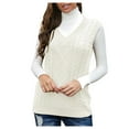 thumbnail image 3 of BKQCNKM Sweater Vest Women Pink Sweater for Woman Black Sweaters for Women Sweaters for Women Sleeveless Scoop Neck Solid Color Womens Sweaters, Beige XL, 3 of 9