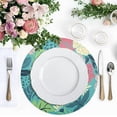 thumbnail image 3 of GZHJMY Round Braided Placemats Set of 4 Palm Leaf Flower Hawaii Round PVC Woven Place Mats Indoor Washable for Kitchen Dining Tables 15 inch Heat Resistant Round Table Mats, 3 of 5