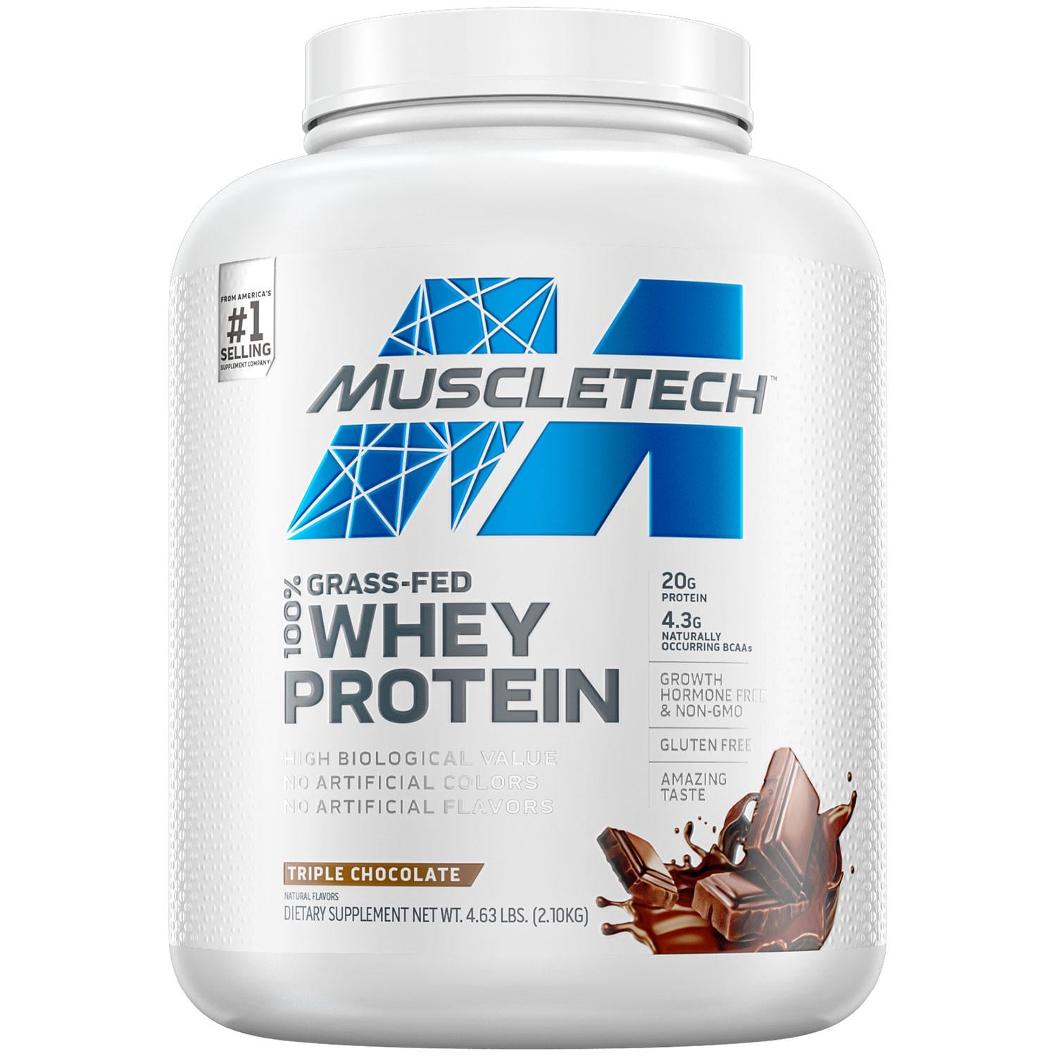 MuscleTech 100 Grass Fed Whey Protein, Chocolate (4.63 Pound