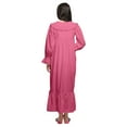 thumbnail image 2 of Moomaya Solid V-Neck Sleepwear Cotton Ruffled Border WoMen's Maxi Nightdress, 2 of 6
