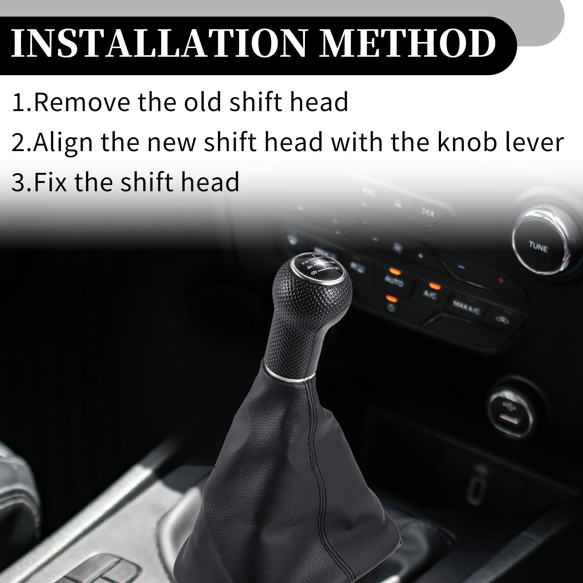 6 Speed Manual Gear Shift Knob with Cover - Stick Shifter Knob - for VW Bora 98-05 Plastic Black 1 Pc