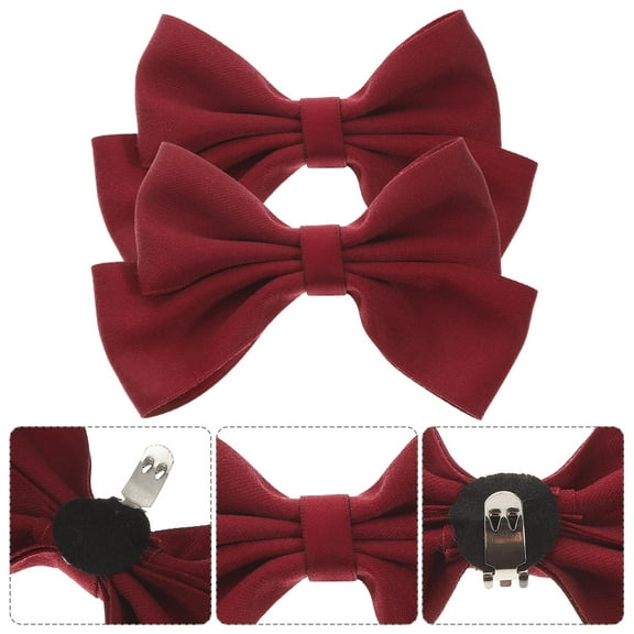 HONMEET Dark Red Bow Shoe Buckles for Wedding Party Accessories, 2 Pieces, Versatile Decorative Clips