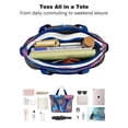 thumbnail image 4 of Tote Bag for Women - Colorful Floral Pattern Shoulder Bag - Large Utility Work Duffle Bag with Zipper Handbag for Travel, Work, Sprots, 4 of 5