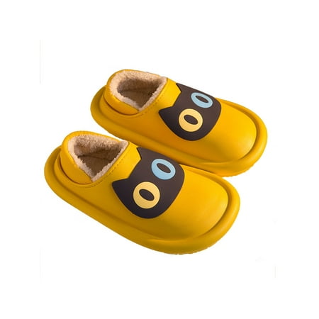 

Gomelly Women s Cartoon Slippers Plush Lining House Shoes Flat Winter Slipper Wear-Resistant Indoor Shoe Outdoor Daily Moccasins Yellow 7-7.5