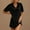 Black, variant on ZZwxWA Women Henley V-Neck Dresses Summer Short Sleeve Loose Fitted Casual Collared T-Shirt Dress