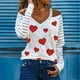 thumbnail image 2 of Mujeres de manga larga de malla ahueca hacia fuera el hombro frío camisas casuales fuera del hombro pulóver a rayas con cuello en V blusa túnica Tops Pompotops gfhjh22051, 2 of 8