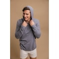 thumbnail image 3 of Men's Cottonique M17773 Long Sleeve Lightweight Cotton Jersey Hoodie (Melange Grey 2XL), 3 of 5