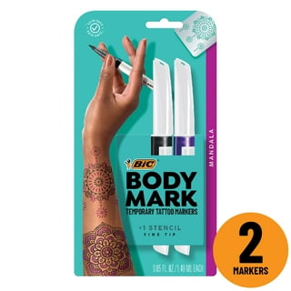 BodyMark BIC Temporary Tattoo Markers for Skin, Black, Mixed Tip, 12-Count  Pack, Skin-Safe*, Cosmetic Quality 